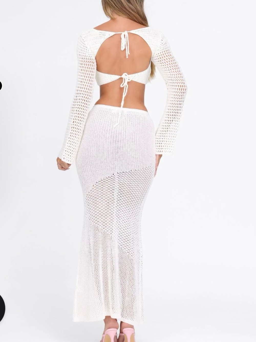Tiger Mist Macauley White Crochet Top & Maxi Skirt Set - Picture 3 of 9